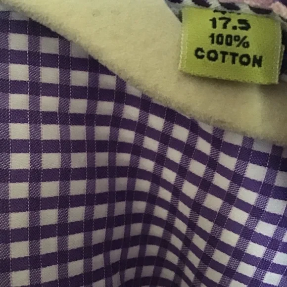 Robert Graham gingham checkered purple shirt 17.5 - Picture 7 of 9